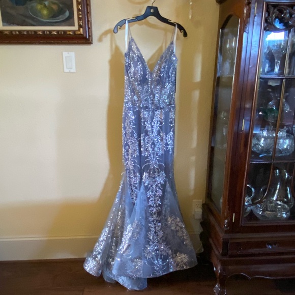 Jovani Sequined Illusion Corset Mermaid Gown - Picture 3 of 8